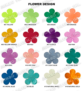 50mm Colored Capiz chips in flower shape design. Click the picture for bigger view & its code.