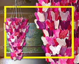 Colored Butterfly design chips for capiz chandelier