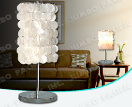 Capiz chips natural white in round shape design with electric fitting.