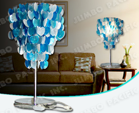 Heart colored Capiz design for table lamp shade